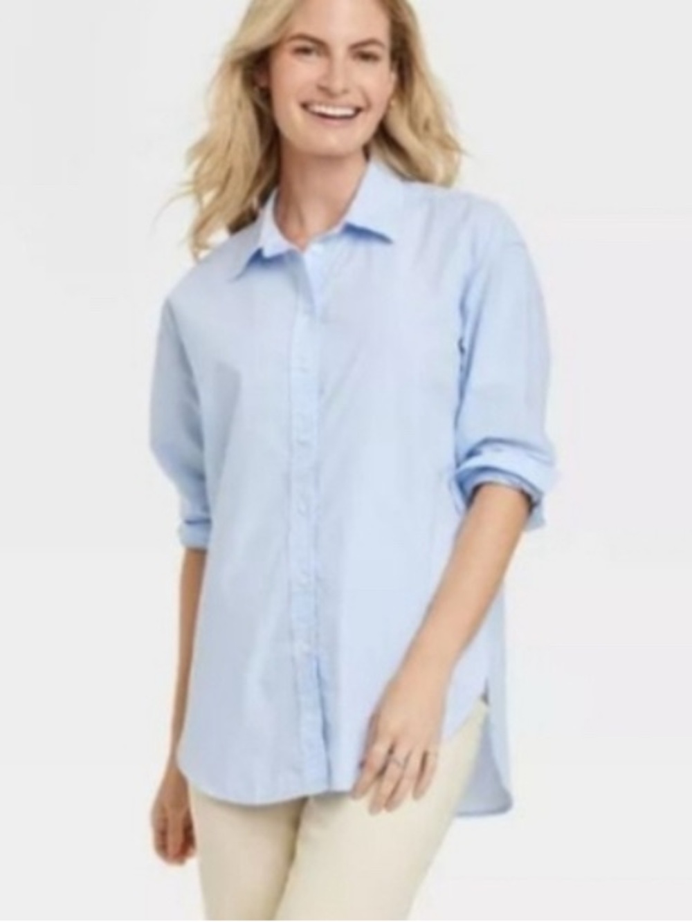 NEW! Universal Thread Light Blue Button-Up Shirt Oversized women! New!!